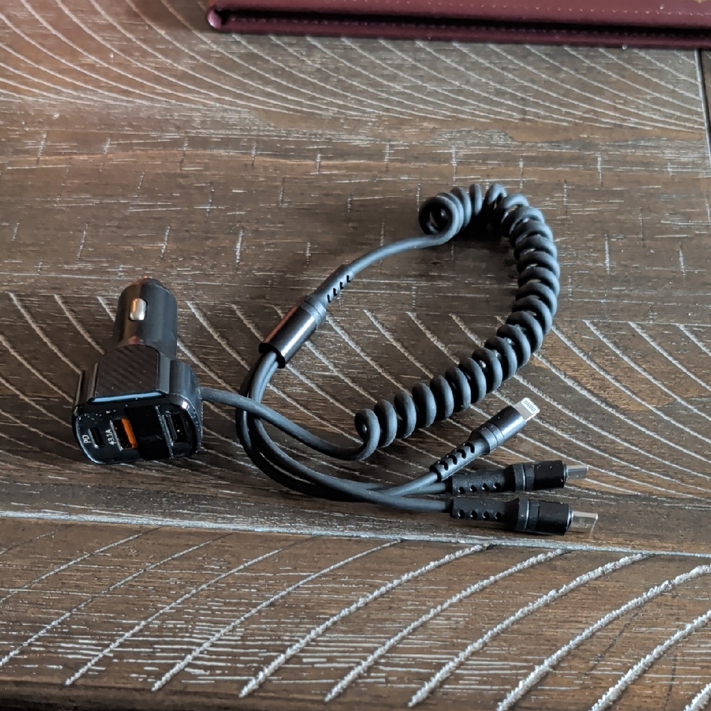 Black Car Charger with Dual USB Ports